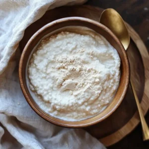 Home 10 A hand whisking ingredients for gluten-free sourdough discard pancakes in a cozy kitchen.