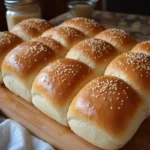 Sourdough hot dog buns brushed with egg wash and ready for baking.