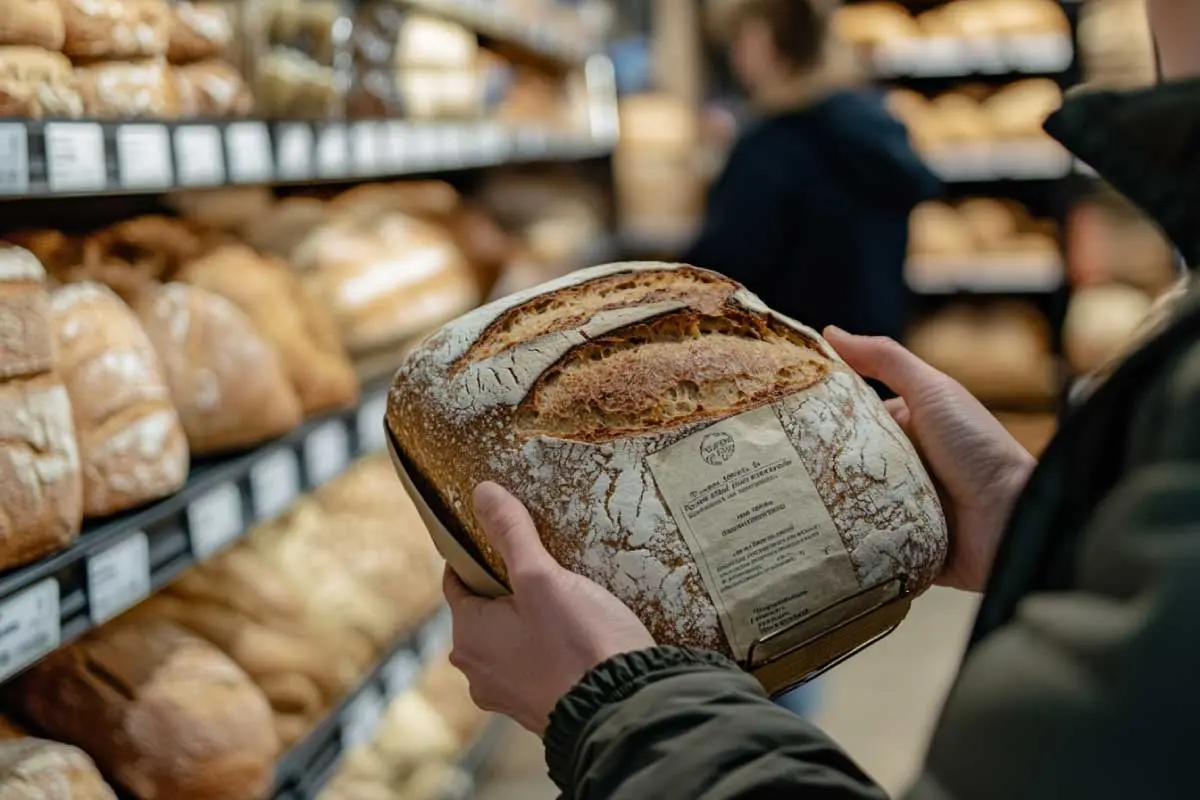 checking-sourdough-labels A person checking the ingredients on a store-bought sourdough bread package. Is sourdough bread vegan