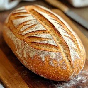 A freshly sliced sourdough loaf showing its airy interior and crispy crust.