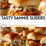 Bang Bang Chicken Sammie Sliders for Family Dinner 5 Mini chicken sammie sliders stacked on buns with sauce, perfect for dinner recipes new ideas. 2