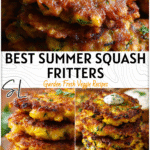 Best Squash Recipe: Crispy Fritters Made With Summer Squash 4 Stack of crispy parmesan squash fritters served with dipping sauce 2