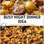 Busy Night Fix: Cheesy Ranch Potatoes & Sausage 4 Smoky sausage slices mixed with cheesy ranch potatoes in a quick stovetop skillet 2