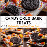 Candy-Filled Oreo Bark for Halloween Parties 4 White chocolate Oreo bark decorated with candy corn and sprinkles for Halloween Food And Snacks 2