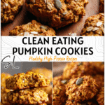 Clean Eating Healthy Pumpkin Cookies with Oats 5 Healthy pumpkin cookies with oats displayed on a wooden surface 2