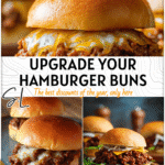 Creative Things To Do With Hamburger Buns and Beef 4 Beef-filled hamburger buns with caramelized onions and melted cheese on a rustic plate 2