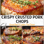 Crispy Crusted Pork Chops on the Stove Top 4 Crispy golden crusted pork chops cooking in a stovetop skillet with herbs 2
