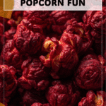 Crunchy Red Velvet Popcorn Halloween Party Snack 4 Crunchy red velvet popcorn styled as Halloween Popcorn in a festive bowl with party vibes. 2