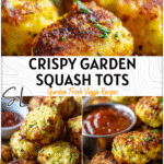 Easy Baked Yellow Squash Tots (Garden Fresh Favorite!) 4 Golden baked yellow squash tots served on a tray as crunchy squash bites appetizer. 2