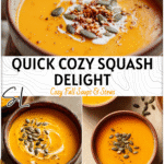 Easy Butternut Squash Soup Recipes for Cozy Nights 4 Rustic bowl of easy butternut squash soup sprinkled with seeds and served with a spoon. 2