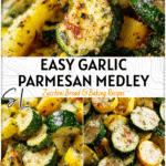 Easy Garlic Parmesan Zucchini and Squash Medley 4 Colorful zucchini and squash medley topped with garlic and parmesan served as a zucchini side dish. 2