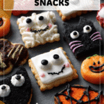 Easy Halloween Ideas Snacks for All Ages 4 Assortment of Halloween ideas snacks including cookies and fruit cut into festive shapes 2