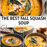 Fall Favorite: The Best Butternut Squash Soup Recipe 4 Top view of the best butternut squash soup in a rustic bowl with bread on the side. 2