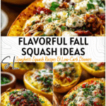 Fall Spaghetti Squash Recipes With Flavorful Toppings 4 Baked spaghetti squash halves filled with seasonal toppings like cheese, herbs, and roasted vegetables. 2