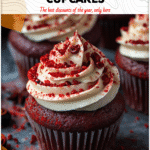 Festive Halloween Red Velvet Cupcakes with a Twist 4 Halloween red velvet cupcakes topped with rich frosting swirls and themed decorations. 2