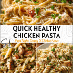Creamy garlic parmesan chicken pasta topped with parsley for a quick and easy dinner 2