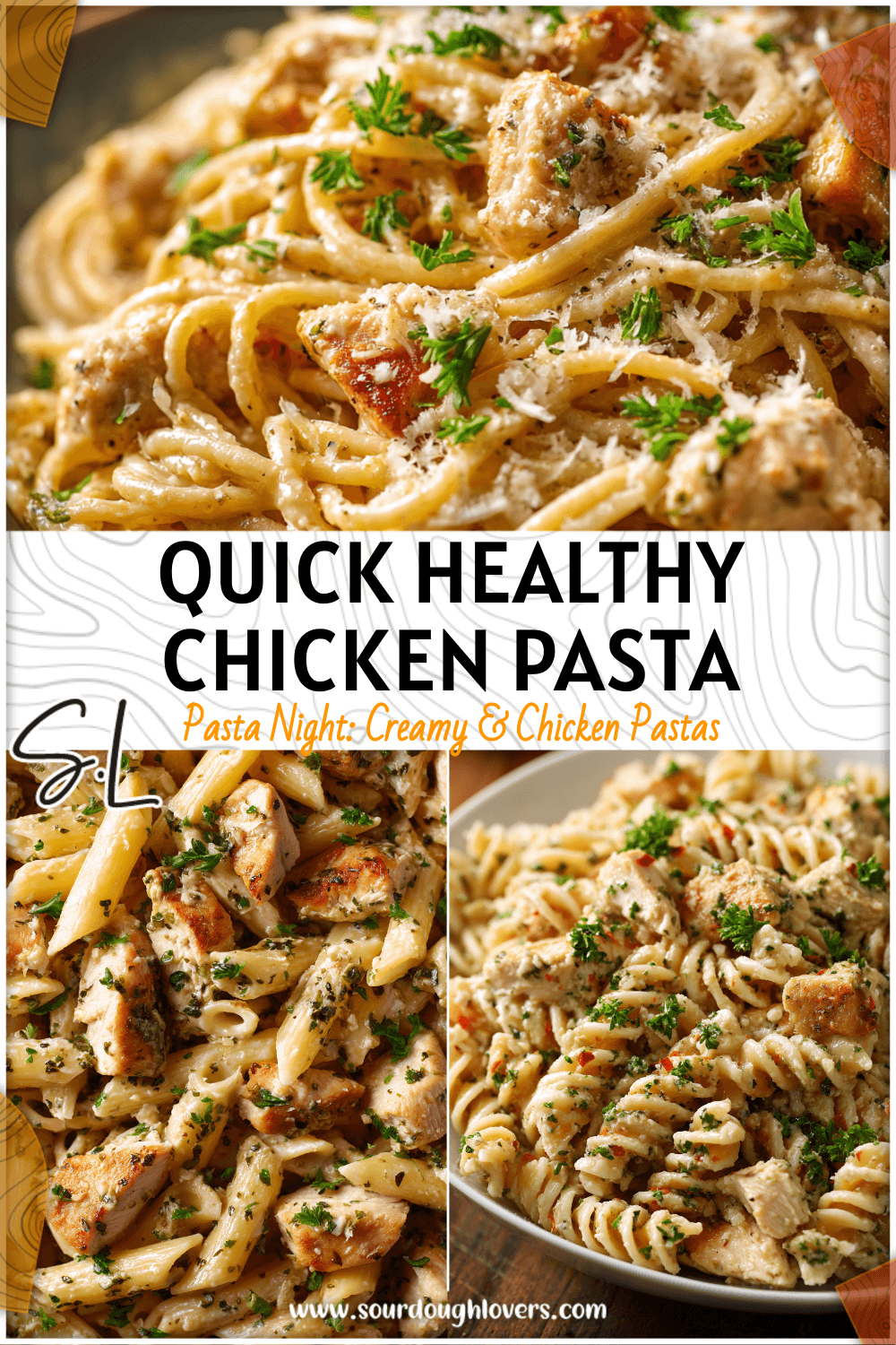 Creamy garlic parmesan chicken pasta topped with parsley for a quick and easy dinner 2
