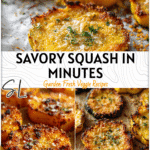 Healthy Comfort Food: Crispy Parmesan Squash Recipe 4 Golden brown Parmesan Squash slices baked on parchment lined tray for a healthy comfort food side. 2