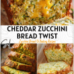 Homemade Zucchini Bread Recipe with Cheddar Twist 4 Homemade zucchini bread loaf sliced with melted cheddar layered inside. 2