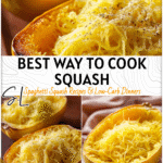 How to Cook Spaghetti Squash (Best Method Explained) 4 Halved baked spaghetti squash in a dish showing golden strands after cooking spaghetti squash. 2