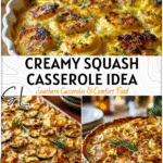 Late Summer Recipes Dinner: Creamy Squash Casserole 4 Creamy late summer squash casserole baked golden brown in a cozy dinner table setting. 2