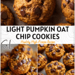 Low-fat Pumpkin Oatmeal Chocolate Chip Muffins Style Cookies 5 Healthy pumpkin oatmeal chocolate chip cookies arranged like muffins on a tray 2