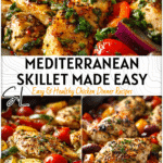 Mediterranean Chicken Skillet | Healthy Family Dinner Made Simple 4 Golden chicken and fresh vegetables in a Mediterranean skillet for an easy dinner meal with chicken. 2