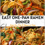 One-Pan Meals With Roman Noodles 4 A one-pan chicken roman noodles stir fry loaded with colorful vegetables and noodles. 2