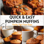 Pumpkin Muffins Without Flour Quick & Easy Recipe 5 Pumpkin Muffins Without Flour topped with a cinnamon sprinkle and served with a cup of tea. 2