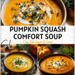 Pumpkin & Squash Sweet Potato Soup For Fall 4 Pumpkin and squash sweet potato soup in a cozy fall setting with herbs and seasonal decor. 2
