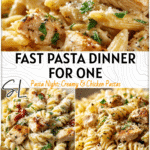 Quick Garlic Parmesan Chicken Pasta for One 5 Single serving plate of garlic parmesan chicken pasta ideal for easy 1 person meals 2
