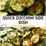 Fresh zucchini slices sprinkled with garlic and parmesan on a serving plate. 2