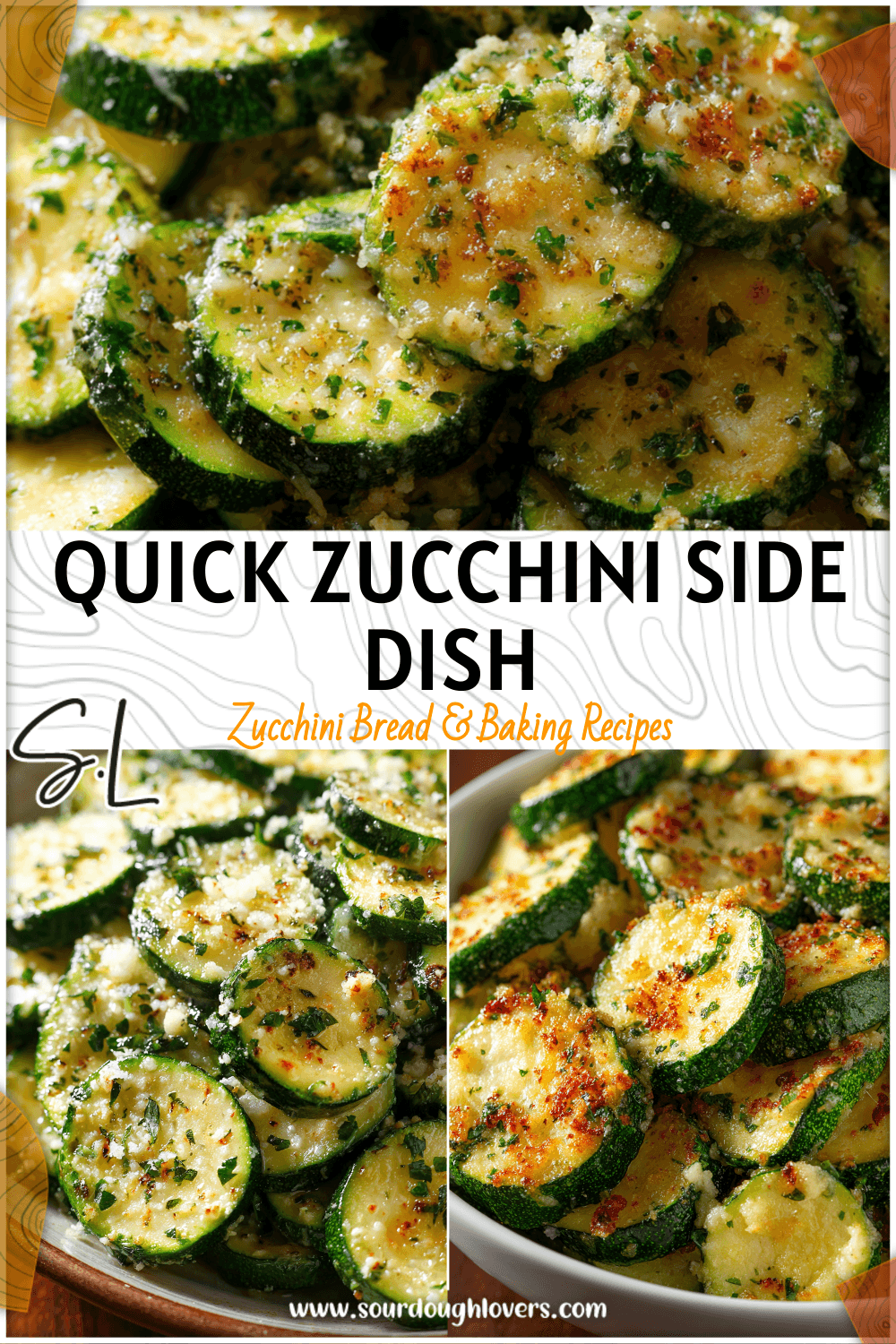 Fresh zucchini slices sprinkled with garlic and parmesan on a serving plate. 2