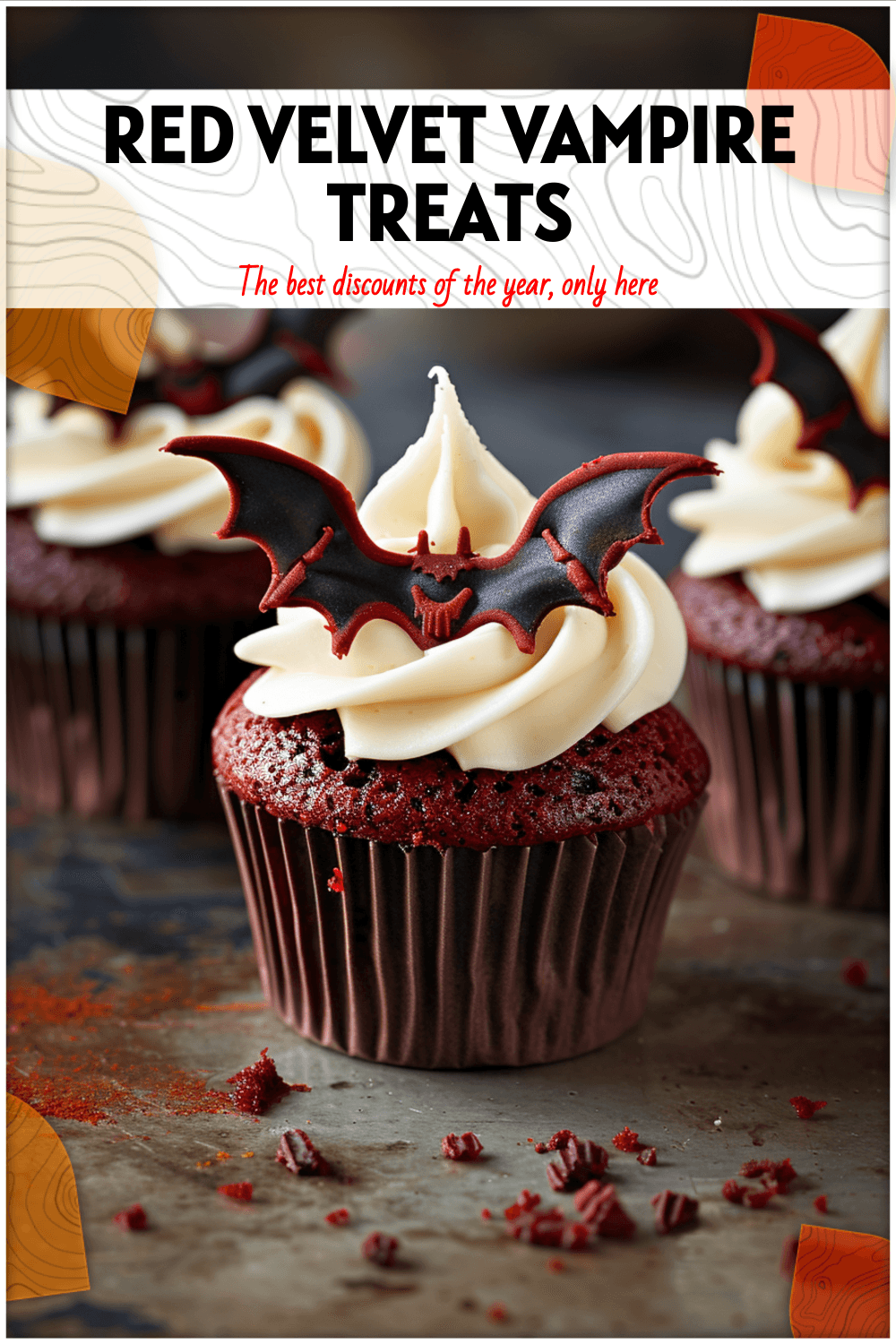 Red Velvet Halloween Cupcakes with Vampire Style 3 Red Velvet Halloween Cupcakes with Vampire Style