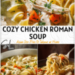 Roman Soup Recipes with Chicken | Comfort Meal Inspiration 4 A steaming bowl of chicken and roman noodle soup with carrots and herbs. 2