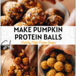Simple Guide: How To Make Pumpkin Protein Balls 5 Hands shaping pumpkin protein balls from a bowl of oat and pumpkin mixture 2