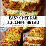 Simple Zucchini Cheddar Bread Recipe to Try 5 Rustic zucchini cheddar bread loaf sliced and stacked on a cutting board. 2