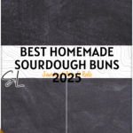 Soft & Fluffy Homemade Sourdough Hamburger Buns Recipe 4 Golden sourdough hamburger buns with a soft texture, perfect as homemade burger buns or sandwich rolls. 2