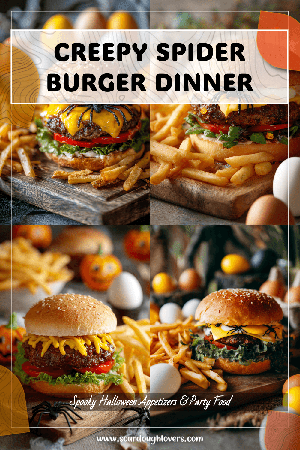 Spider Burger with Fries and Spooky Halloween Decor 3 Spider Burger with Fries and Spooky Halloween Decor