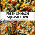 Spinach and Squash Recipes with Sweet Corn 4 Colorful casserole made with spinach squash and corn topped with melted cheese 2