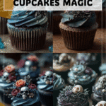Spine-Chilling Corpse Bride Cupcake Ideas 4 Corpse bride inspired Halloween decorated cupcakes with dark icing and spooky toppers. 2