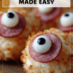 Spooky Halloween Eyeballs with Cheese & Salami 4 Spooky Halloween mozzarella and salami eyeballs styled as creepy appetizers 2