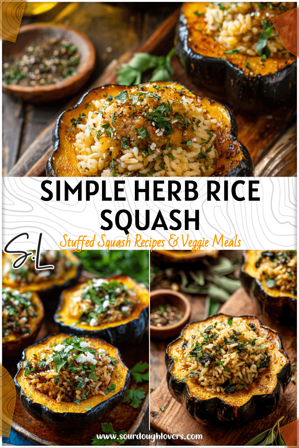 Stuffed Acorn Squash with Rice and Herbs: Simple & Delicious 3 Stuffed Acorn Squash with Rice and Herbs Image