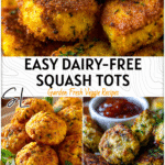 Tasty Baked Squash Appetizer Recipes with a Dairy-Free Twist 4 A plate of dairy-free baked yellow squash tots styled as party appetizers. 2