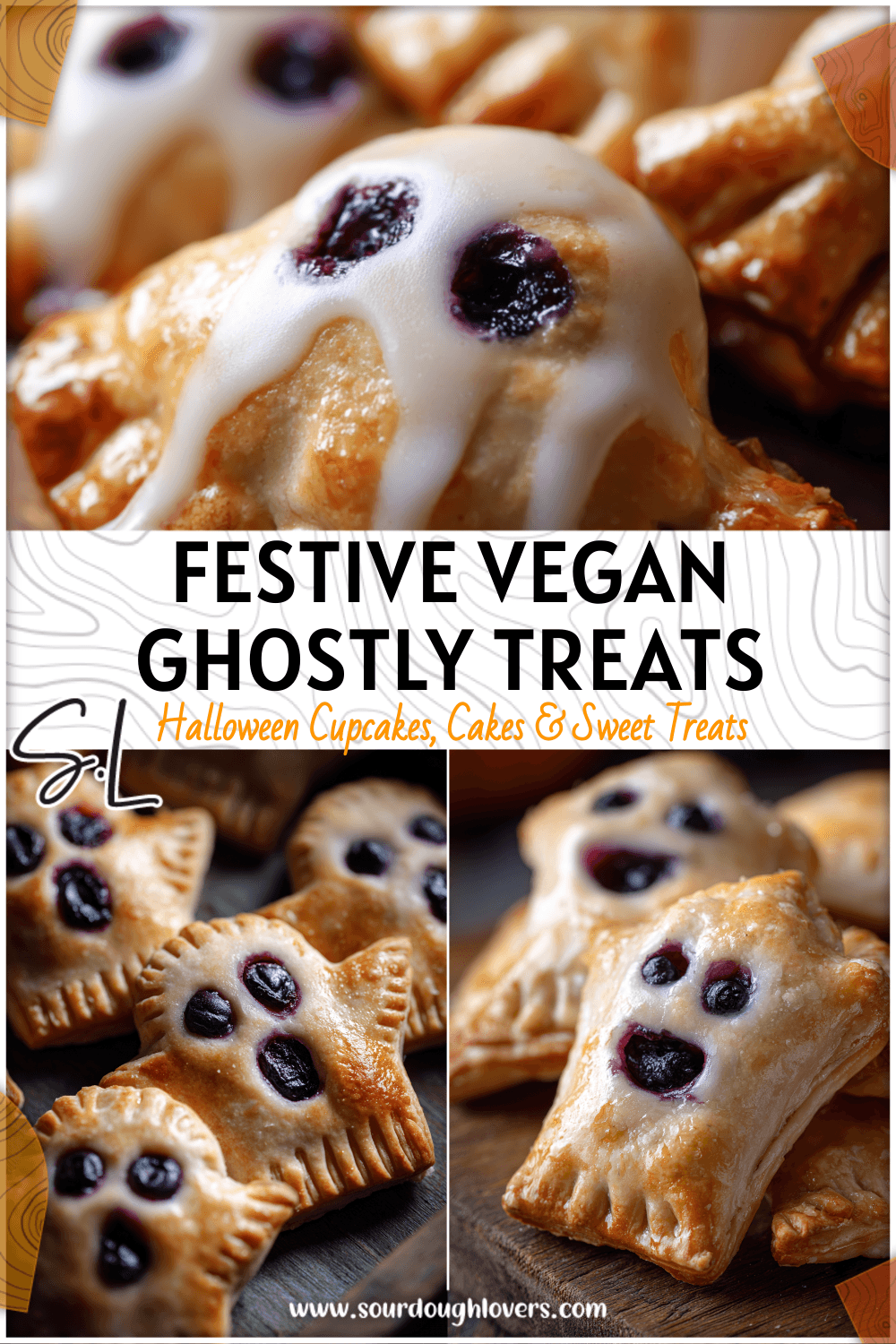 Vegan ghost shaped hand pies glazed with lemon icing and filled with blueberries 2