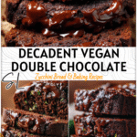 Vegan Double Chocolate Zucchini Bread That Tastes Decadent 4 Vegan double chocolate zucchini bread loaf cut into thick slices with shiny melted chocolate topping 2