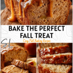 Apple Bread: Moist Apple Cinnamon Delight for Cozy Fall Baking 4 Sliced moist apple cinnamon bread topped with brown sugar glaze on a wooden board.