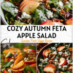 Autumn Harvest Honeycrisp Apple & Feta Salad for a Cozy Fall Dinner 4 Fresh Autumn Salad with Honeycrisp apples, feta cheese, and greens served for a cozy Fall Dinner.