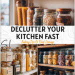 Brilliant Kitchen Storage Hacks for Tiny Kitchens That Declutter Fast 4 Minimalist tiny kitchen showcasing small kitchen organization with labeled jars and vertical storage.
