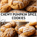 Chewy Pumpkin Cookies with Homemade Pumpkin Spice Flavor 11 Chewy pumpkin cookies topped with a sprinkle of cinnamon and drizzled glaze on a rustic plate. 2
